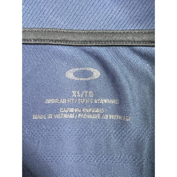 Oakley Polo Shirt Mens XL Navy Blue Stripe Golf Athletic Performance Stretch - Picture 7 of 10